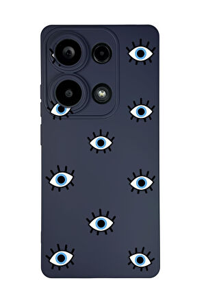 Xiaomi Redmi Note 13 Pro 4G Uyumlu Nazar Gözler Desenli Premium Silikonlu Lansman Telefon Kılıfı