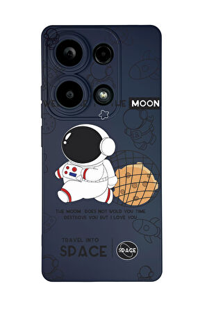 Xiaomi Redmi Note 13 Pro 4G Uyumlu Sevimli Astronot Desenli Premium Silikonlu Lansman Telefon Kılıfı