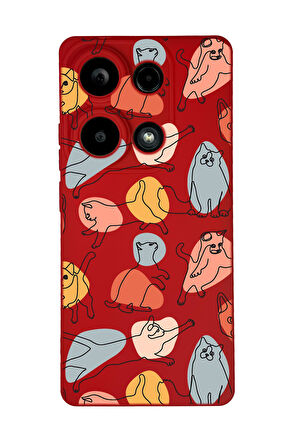 Xiaomi Redmi Note 13 Pro 4G Uyumlu Sevimli Kedi Figürleri Desenli Premium Silikonlu Lansman Telefon Kılıfı