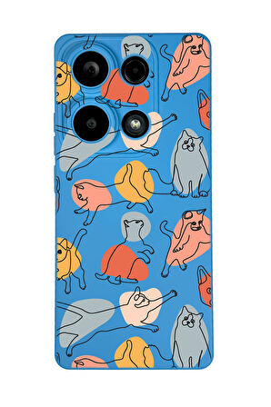 Xiaomi Redmi Note 13 Pro 4G Uyumlu Sevimli Kedi Figürleri Desenli Premium Silikonlu Lansman Telefon Kılıfı