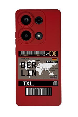 Xiaomi Redmi Note 13 Pro 4G Uyumlu Berlin Ticket Desenli Premium Silikonlu Lansman Telefon Kılıfı