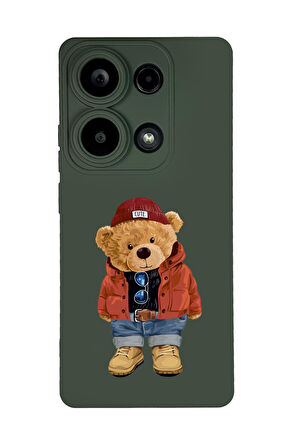 Xiaomi Redmi Note 13 Pro 4G Uyumlu Teddy Bear Desenli Premium Silikonlu Lansman Telefon Kılıfı