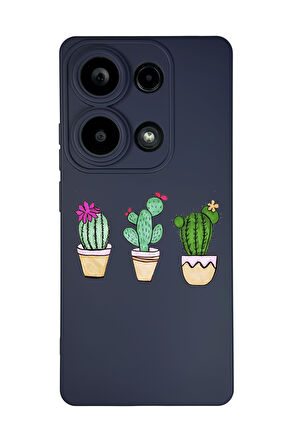 Xiaomi Redmi Note 13 Pro 4G Uyumlu Üçlü Kaktüs Desenli Premium Silikonlu Lansman Telefon Kılıfı