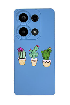 Xiaomi Redmi Note 13 Pro 4G Uyumlu Üçlü Kaktüs Desenli Premium Silikonlu Lansman Telefon Kılıfı