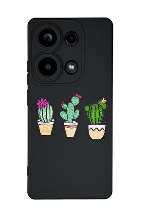 Xiaomi Redmi Note 13 Pro 4G Uyumlu Üçlü Kaktüs Desenli Premium Silikonlu Lansman Telefon Kılıfı
