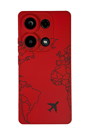 Xiaomi Redmi Note 13 Pro 4G Uyumlu World Map Lines Desenli Premium Silikonlu Lansman Telefon Kılıfı
