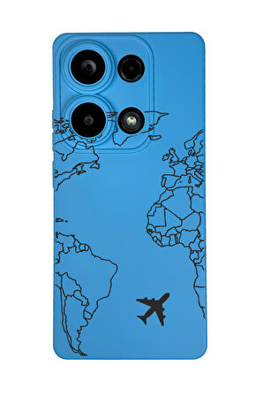 Xiaomi Redmi Note 13 Pro 4G Uyumlu World Map Lines Desenli Premium Silikonlu Lansman Telefon Kılıfı