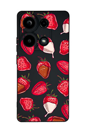 Xiaomi Redmi Note 13 Pro 4G Uyumlu Çikolatalı Çilekler Desenli Premium Silikonlu Lansman Telefon Kılıfı
