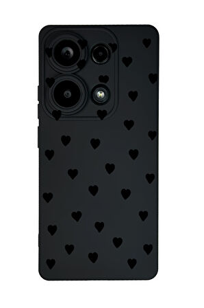 Xiaomi Redmi Note 13 Pro 4G Uyumlu Siyah Kalpler Desenli Premium Silikonlu Lansman Telefon Kılıfı