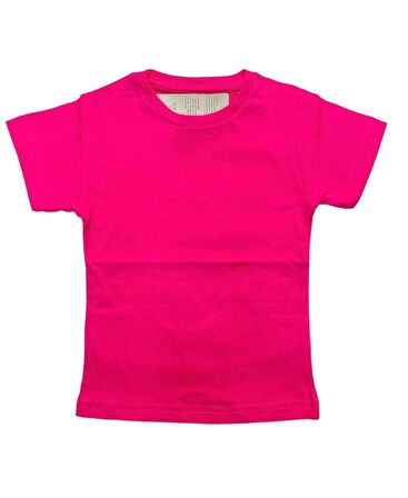 Mcrkids 1-2-3-4 Yaş Unisex Bisiklet Yaka Pembe Tişört