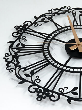 Dekoratif Roma Rakamlı Ferforje Metal Duvar Saati 45x45cm
