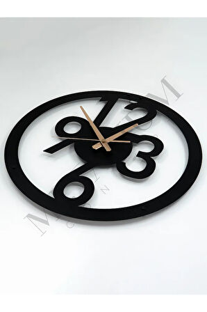 Dekoratif Sessiz Siyah Metal Duvar Saati 45x45cm