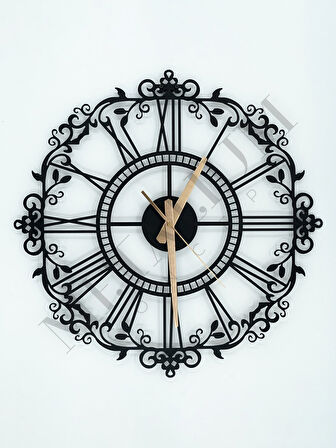 Dekoratif  Roma Rakamlı Ferforje Metal Duvar Saati 60x60cm