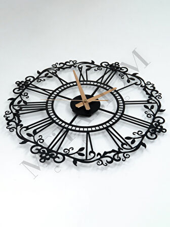 Dekoratif  Roma Rakamlı Ferforje Metal Duvar Saati 60x60cm