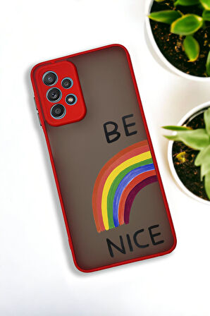 Samsung A72 Uyumlu Be Nice Desenli Buzlu Şeffaf Lüx Telefon Kılıfı