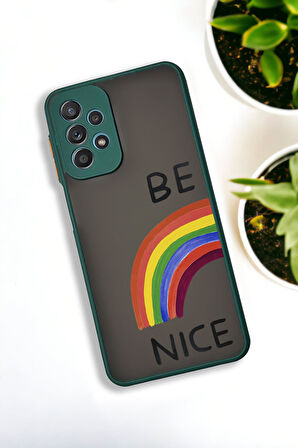 Samsung A72 Uyumlu Be Nice Desenli Buzlu Şeffaf Lüx Telefon Kılıfı