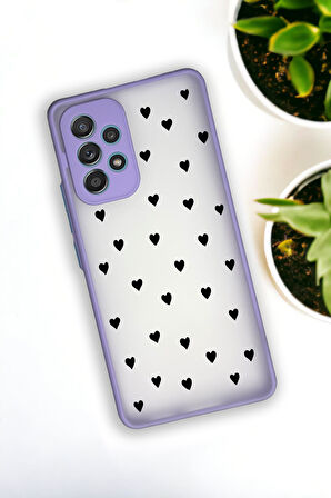 Samsung A72 Uyumlu Siyah Kalpler Desenli Buzlu Şeffaf Lüx Telefon Kılıfı