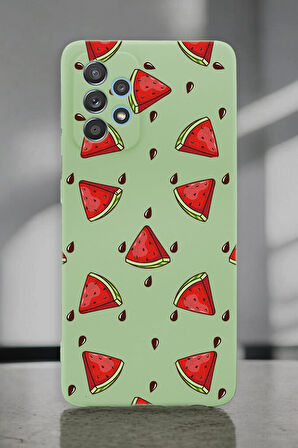 Samsung A72 Uyumlu Karpuz Dilimleri Desenli Premium Silikonlu Lansman Telefon Kılıfı