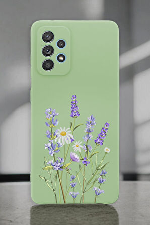 Samsung A72 Uyumlu Lavender Desenli Premium Silikonlu Lansman Telefon Kılıfı