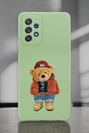 Samsung A72 Uyumlu Teddy Bear Desenli Premium Silikonlu Lansman Telefon Kılıfı