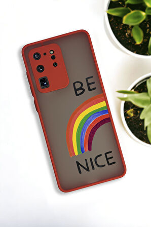 Samsung S20 Ultra Uyumlu Be Nice Desenli Buzlu Şeffaf Lüx Telefon Kılıfı