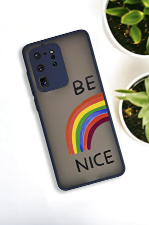 Samsung S20 Ultra Uyumlu Be Nice Desenli Buzlu Şeffaf Lüx Telefon Kılıfı