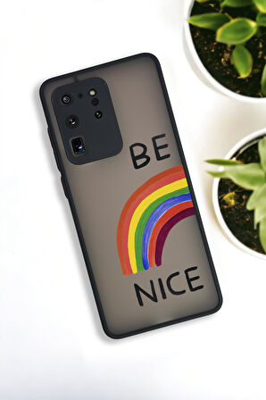 Samsung S20 Ultra Uyumlu Be Nice Desenli Buzlu Şeffaf Lüx Telefon Kılıfı