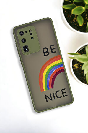 Samsung S20 Ultra Uyumlu Be Nice Desenli Buzlu Şeffaf Lüx Telefon Kılıfı