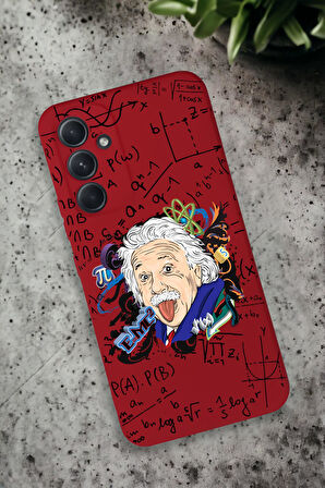 Samsung Galaxy A54 Uyumlu Einstein Desenli Premium Silikonlu Lansman Telefon Kılıfı
