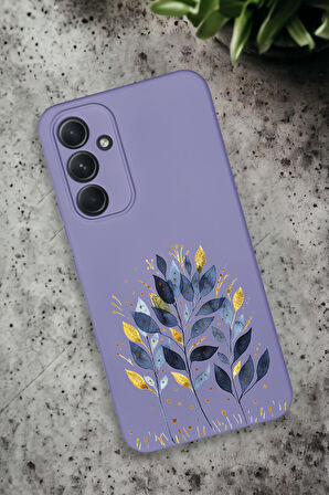 Samsung Galaxy A54 Uyumlu Mavi Yaprak Desenli Premium Silikonlu Lansman Telefon Kılıfı