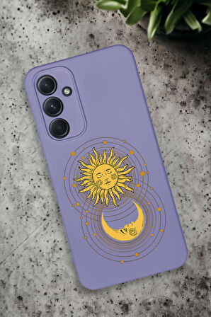 Samsung Galaxy A54 Uyumlu Moon and Sun Desenli Premium Silikonlu Lansman Telefon Kılıfı