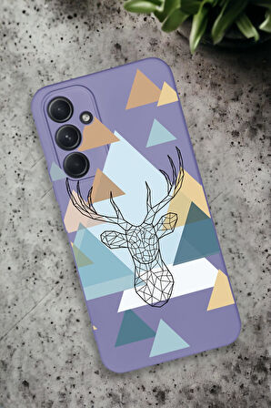 Samsung Galaxy A54 Uyumlu Polygon Deer Desenli Premium Silikonlu Lansman Telefon Kılıfı