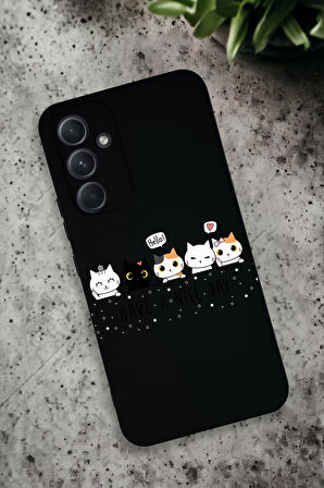 Samsung Galaxy A54 Uyumlu Şirin Kedicikler Desenli Premium Silikonlu Lansman Telefon Kılıfı