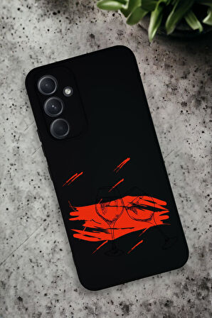Samsung Galaxy A54 Uyumlu Spilled Wine Desenli Premium Silikonlu Lansman Telefon Kılıfı