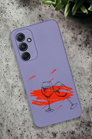 Samsung Galaxy A54 Uyumlu Spilled Wine Desenli Premium Silikonlu Lansman Telefon Kılıfı