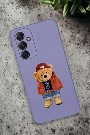 Samsung Galaxy A54 Uyumlu Teddy Bear Desenli Premium Silikonlu Lansman Telefon Kılıfı
