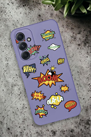 Samsung Galaxy A54 Uyumlu Stickers Desenli Premium Silikonlu Lansman Telefon Kılıfı