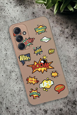 Samsung Galaxy A54 Uyumlu Stickers Desenli Premium Silikonlu Lansman Telefon Kılıfı