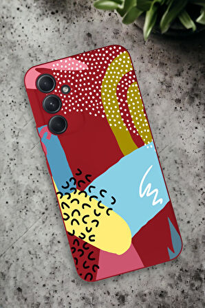 Samsung Galaxy A54 Uyumlu Colorful Pattern Desenli Premium Silikonlu Lansman Telefon Kılıfı