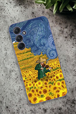 Samsung Galaxy A54 Uyumlu Sarı Çiçekler Desenli Premium Silikonlu Lansman Telefon Kılıfı