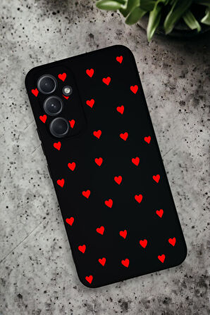 Samsung Galaxy A54 Uyumlu Sevimli Kalpler Desenli Premium Silikonlu Lansman Telefon Kılıfı