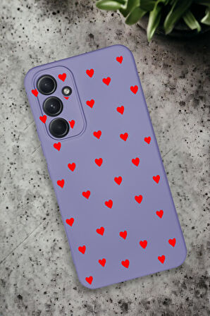 Samsung Galaxy A54 Uyumlu Sevimli Kalpler Desenli Premium Silikonlu Lansman Telefon Kılıfı