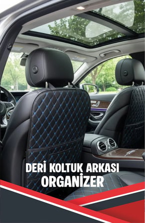 MG MG4 UYUMLU 2 ADET SİYAH DERİ MAVİ DİKİŞLİ ARAÇ İÇİ KOLTUK ORGANİZERİ