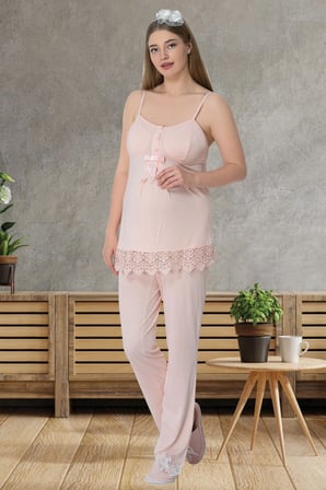 Mecit 1525 Pudra Sabahlıklı Lohusa Pijama Takımı