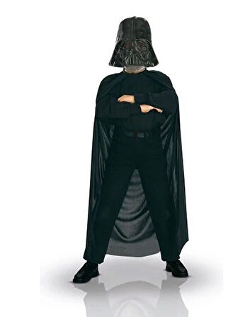 Çocuk Boy Yıldız Savaşları Star Wars Darth Vadet Maskesi Ve 90 Cm Pelerin Seti 