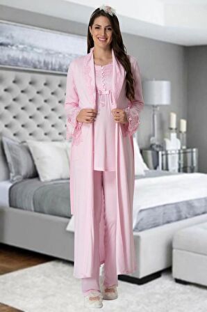 Mecit 1924 Bayan Hamile Lohusa Pembe Sabahlık Gecelik Pijama