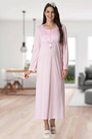 Mecit 1924 Bayan Hamile Lohusa Pembe Sabahlık Gecelik Pijama