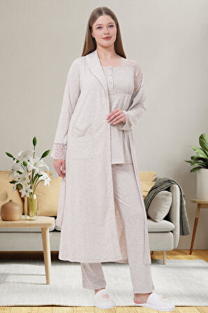 Mecit 6003 Vizon Sabahlıklı Lohusa Pijama Takımı