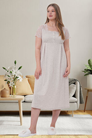 Mecit 6066 Vizon Sabahlıklı Gecelik Pijama Lohusa Set
