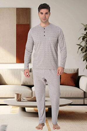 By Mecit 2759 Kahverengi Büyük Beden Erkek Pijama Takımı